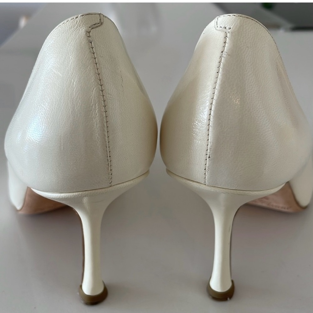 Jimmy Choo Cream Peep Toe Heels - Picture 4 of 8